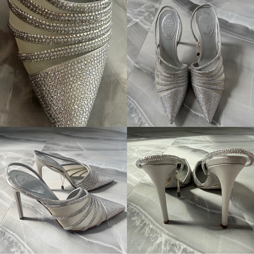 Rene Caovilla Silver Crystal-Embellished Slingback Pumps - Picture 4 of 6